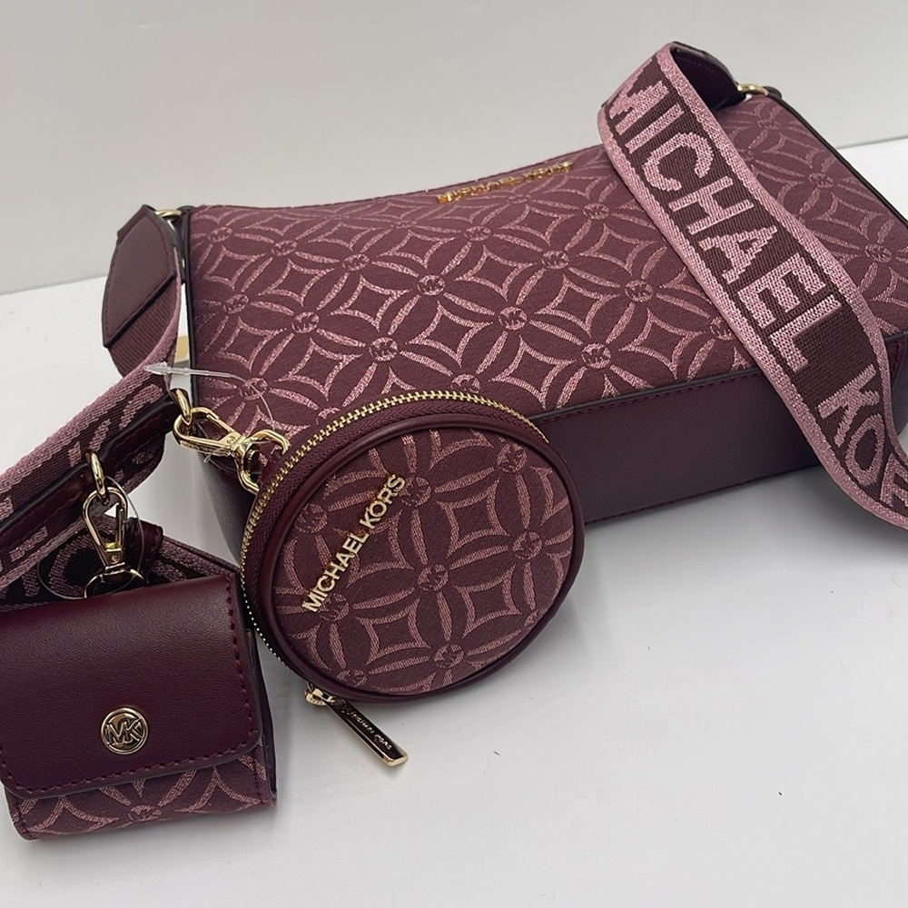 MICHAEL KORS Jet Set Travel Small Logo Jacquard Crossbody With Tech Attach - Oxb - Picture 4 of 16